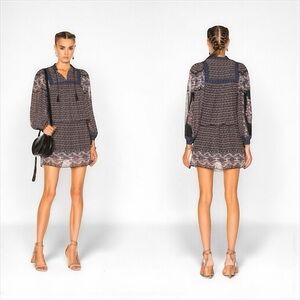 Ulla Johnson dress |navy Blue and Purple Long Sleeve Dress